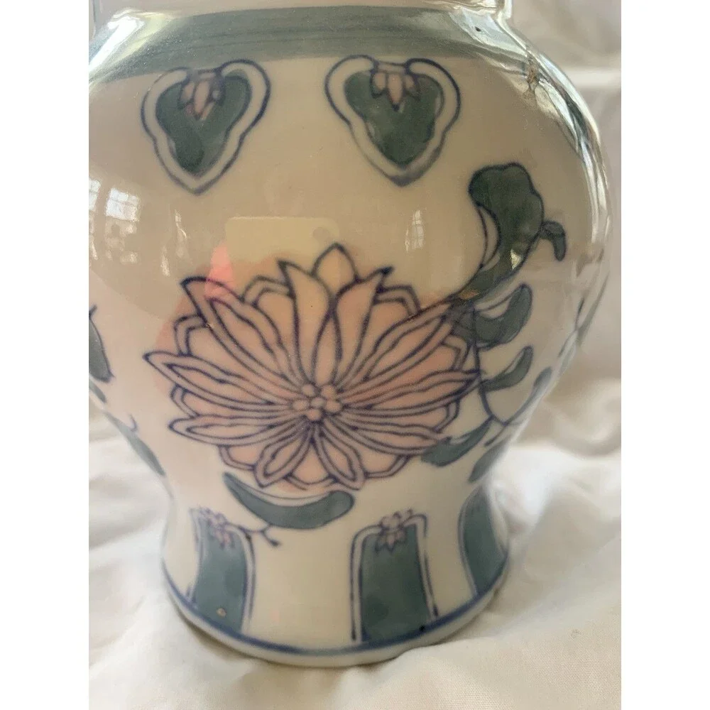 Vintage Chinese Blue & White Porcelain Jar Vase – Floral – 5.75”